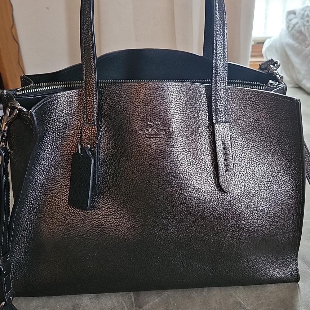 Metallic Coach Leather Tote